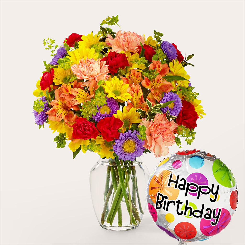 Kaleidoscope Bouquet with Birthday Balloon – WENDT'S FLORIST & GIFTS, Duncansville PA