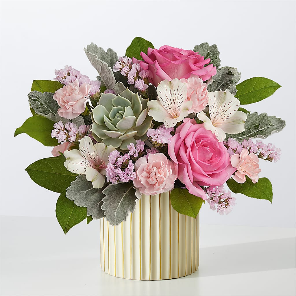 Dusty Rose Bouquet with Ivory Vase – WENDT'S FLORIST & GIFTS, Duncansville PA