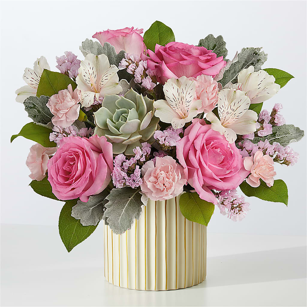 Dusty Rose Bouquet with Ivory Vase – WENDT'S FLORIST & GIFTS, Duncansville PA