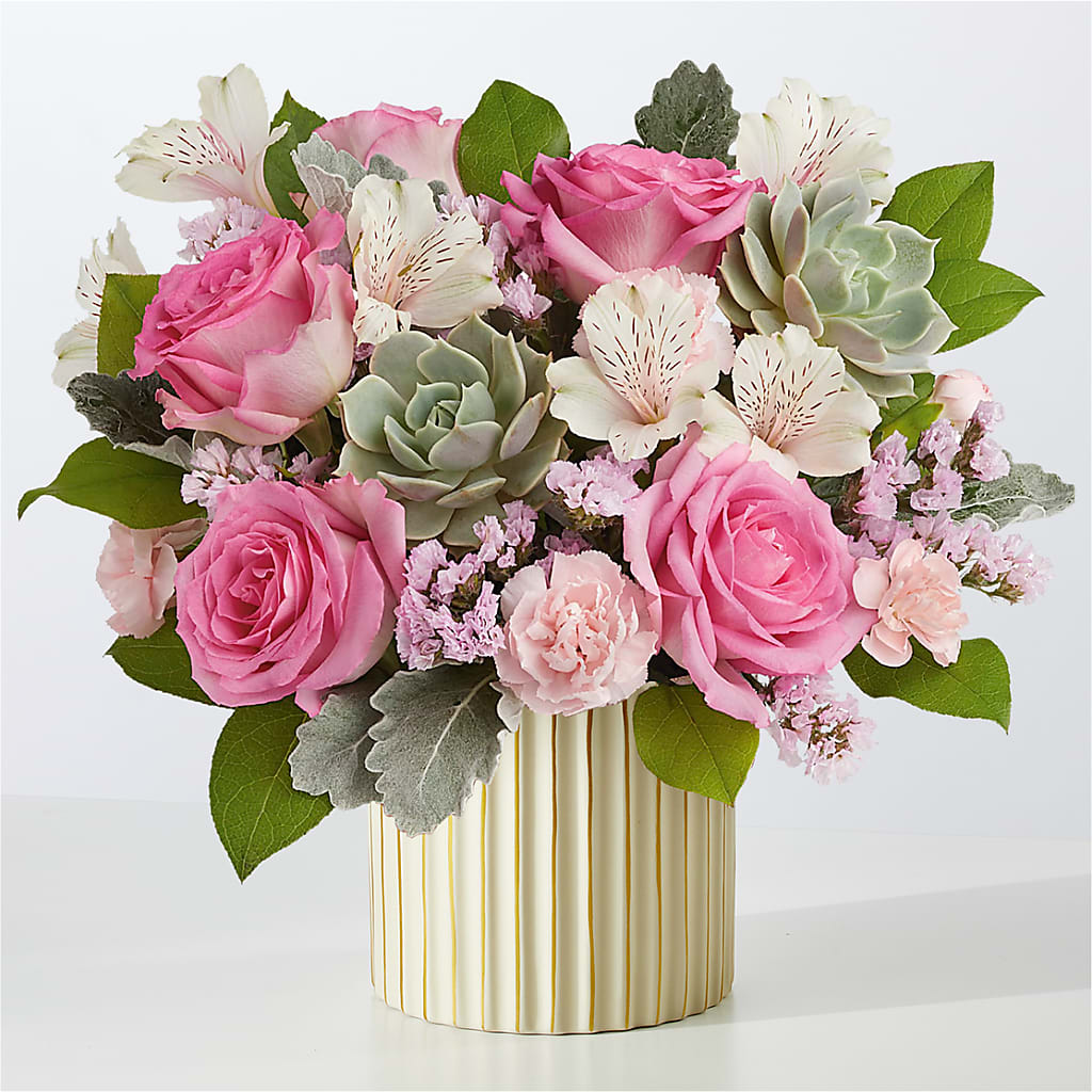 Dusty Rose Bouquet with Ivory Vase – WENDT'S FLORIST & GIFTS, Duncansville PA